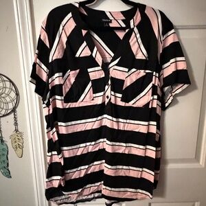 Torrid Pink & Black Striped Shirt